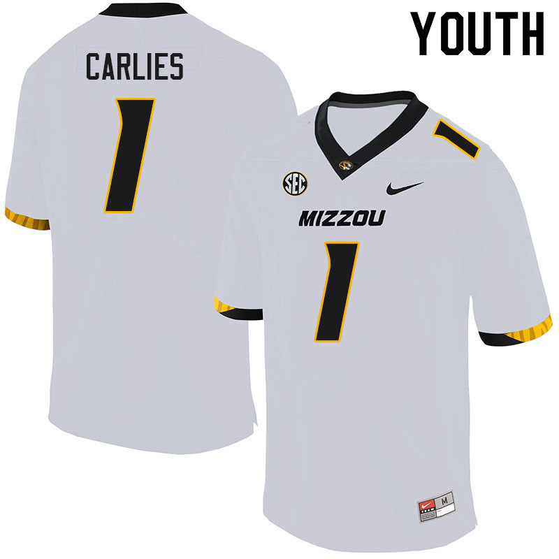 Youth #1 Jaylon Carlies Missouri Tigers College Football Jerseys Sale-White